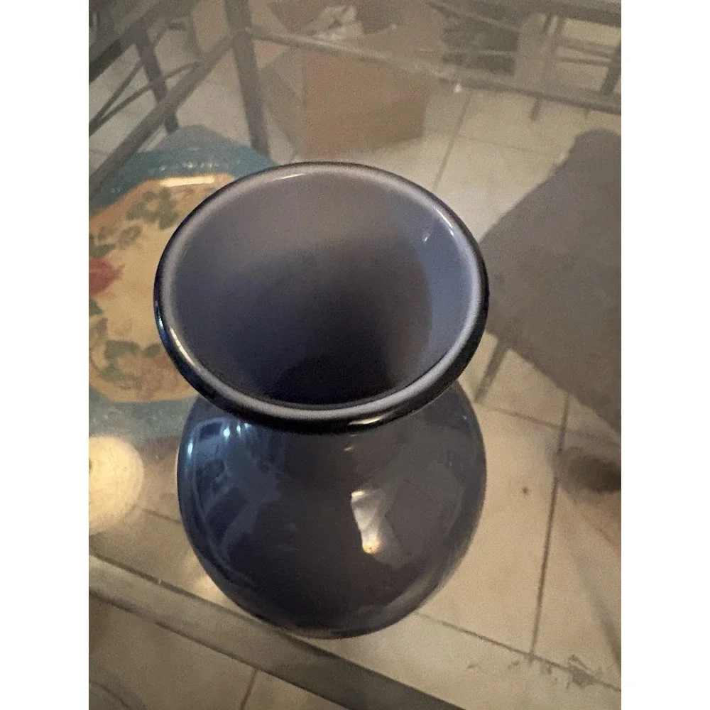 VTG Laslo For Mikasa Japan Cobalt Blue Gray Glass Vase Flared Rim 8